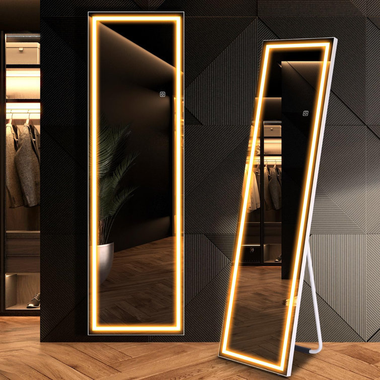 Ivy Bronx Jamieann Floor Mirror with LED Lights Dimmable & 3 Color